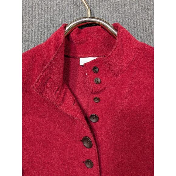 Soft Surroundings Fleece Jacket Womens Small Button Accent Pile Mock Neck Red - Picture 4 of 10